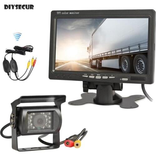 DIYSECUR Wireless 7inch Rear View Car Monitor IR Night Vision Waterproof CCD Car Camera for Buses Trucks Heavy Equipent Vehicles