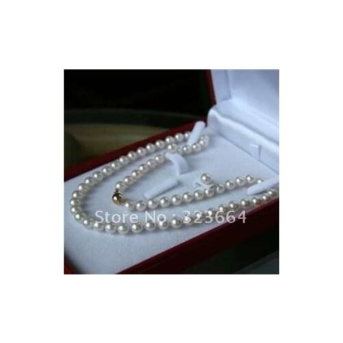 Hot Sell! Pretty!8-9MM White Akoya Cultured Pearl Necklace Earring Set
