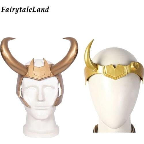 Halloween Loki Cosplay Accessories Superhero Helmet Lady Loki Horns Mask Fancy Head Wear