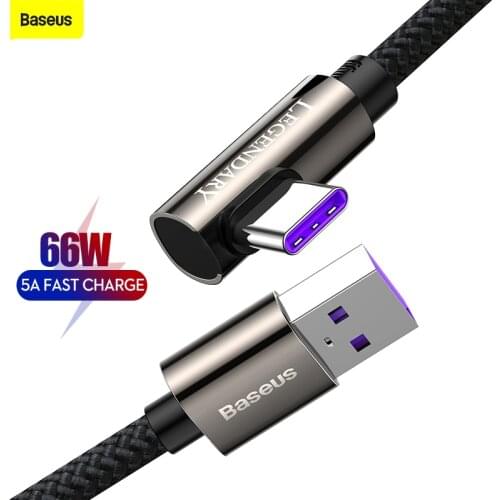 Baseus 66W 5A USB Type C Cable For Huawei P40 P30 Mate 40 30 Pro Fast Charging Quick Charge 3.0 QC 3.0 USB-C Charger Cable