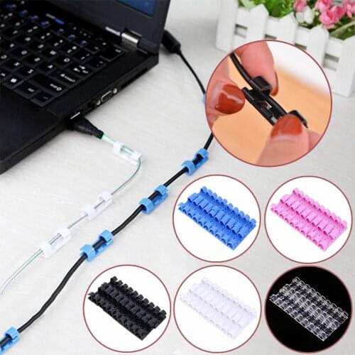 Cable Organizer Clips Cable Management Desktop & Workstation ABS Wire Manager Cord Holder USB Charging Data Line Bobbin Winder