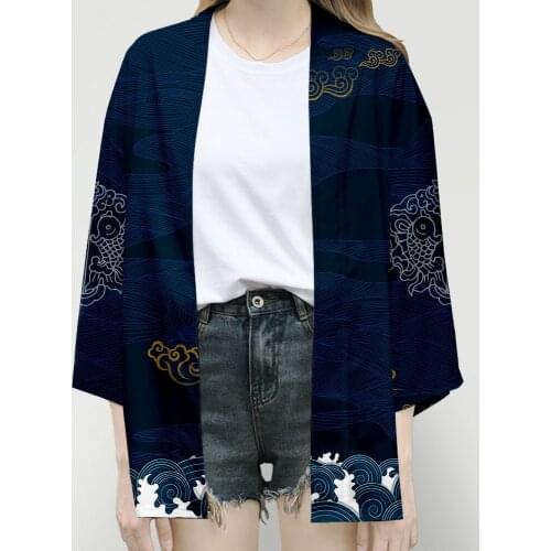 Samurai Crane Japanese Style Kimono Haori Men Women Cardigan Chinese Dragon Traditional Harajuku Japanese Asian Clothing