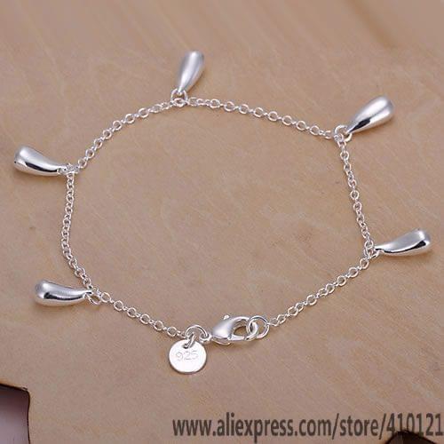 H218 Hot Sale Christmas Gift 925 Sterling Silve Fine Jewelry,Wholesale Bridal Jewelry Elegant Charms Fashion Water Drop Bracelet