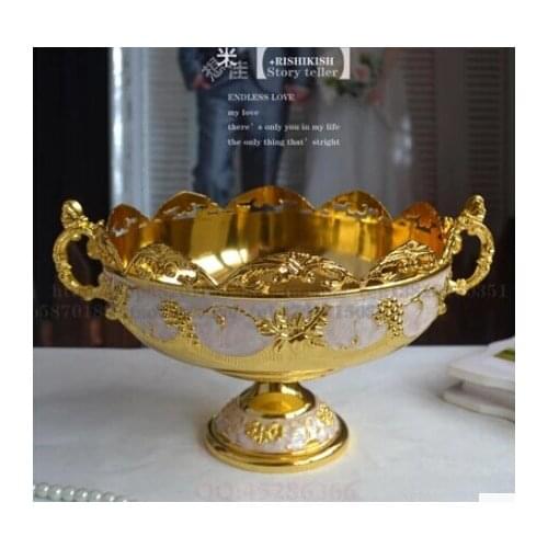 Fashion quality alloy luxury fashion home ktv fruit plate decoration candy plate dish European style storage tray SG017