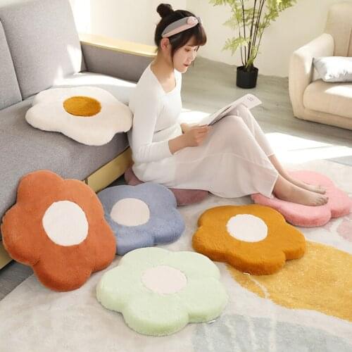 1pc 50cm Soft Stuffed Memory Foam Cushion Rabbit Fur Flowers Pillow Mat Dolls 7 Colors Sofa Chair Cushion Home Decor Gift