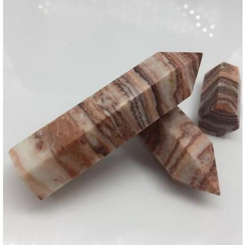 1Pc natural rhodochrosite crystal to improve mood healing point gemstone hexagonal column stone mineral home decoration