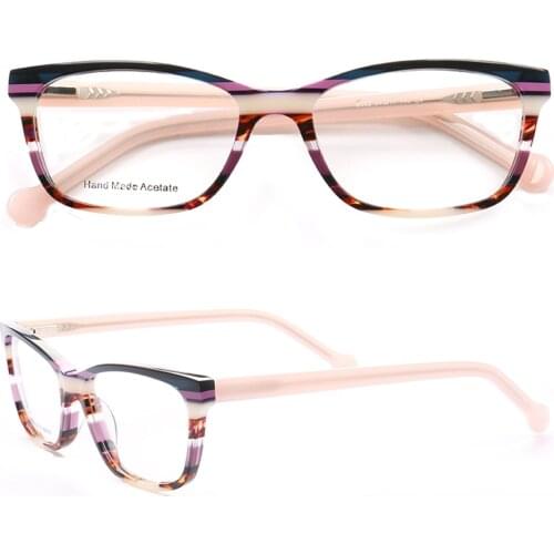 Women Cat eye Classic Eyeglass Frame for women Square Fashion full rim Optical Rx Glasses Spectacles Acetate Lightweight Eyewear