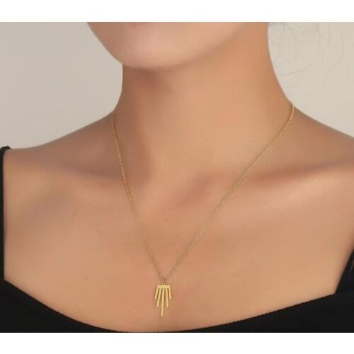 Simple Stainless Steel Palm Leaf Women Necklaces Geometric Foliage Pendant Trendy Tropical Jewelry Gift