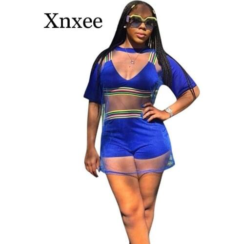 Beach dress set Three Pieces Sets Women Beach wear Summer Vacation Outfits Bra Top Shorts See Through Mesh Casual Beach Dress