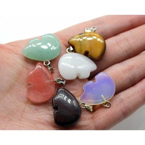 Wholesale 12Pcs/lot Natural Semi-precious Stone Animals Carving Hedgehog Charms Pendulums For Jewelry Necklace Pendants