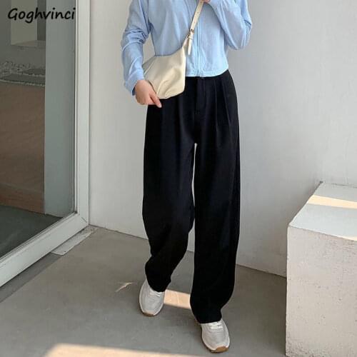 Casual Pants Women Various Lengths All-match Spring Loose Empire Ins Simple College Mujer Solid Trousers Baggy Fashion Classic