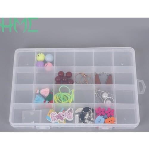 24 Slots Plastic Adjustable Transparent Jewelry Ring Earrings Box Case Portable Organizer Storage Box Travel Bins Best Quality