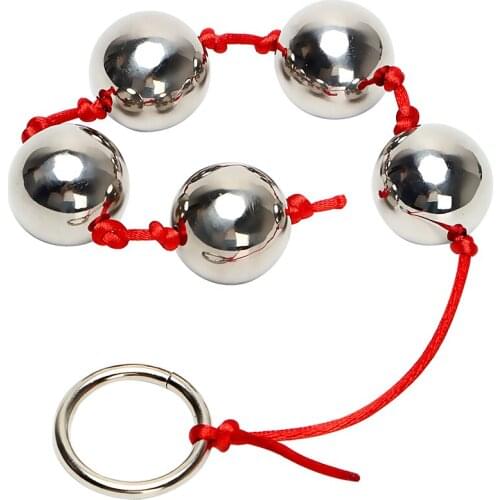 Five Metal Anal Balls Anal Bead Erotic Toys Butt Vaginal Plug Stainless Steel Sex Toys for Woman Ring Handheld