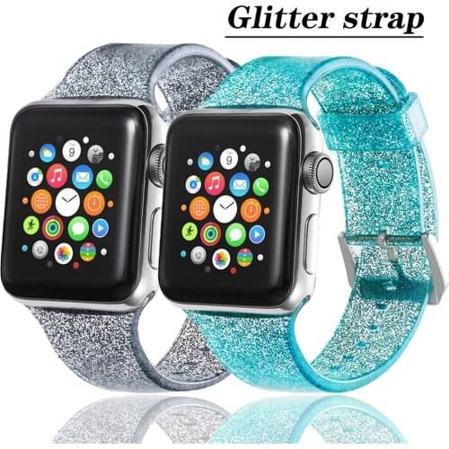 Glitter strap for apple watch series 6 se 5 4 3 2 iwatch band 38mm 40mm Silicone bracelet accessories apple watch band 44mm 42mm