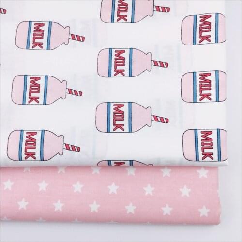 Twill Cotton Fabric PatchworkTissue Cloth Handmade DIY Quilting Sewing Pink Bottle Milk Star Baby&Children Sheets Dress Material