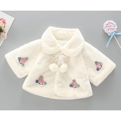 Cute Winter Jackets For Baby Girl Clothes Christmas Sweet Princess Cloak Autumn Warm Plush Girls Coat 0-4 Years Children Outwear