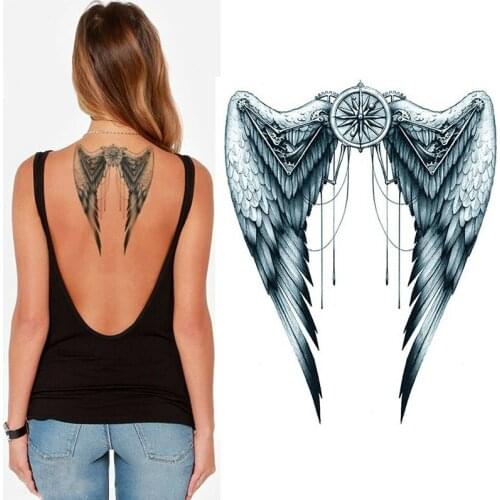 Angel Wings Temporary Tattoo - Mechanical Grey Body Art Festival Womens Mens