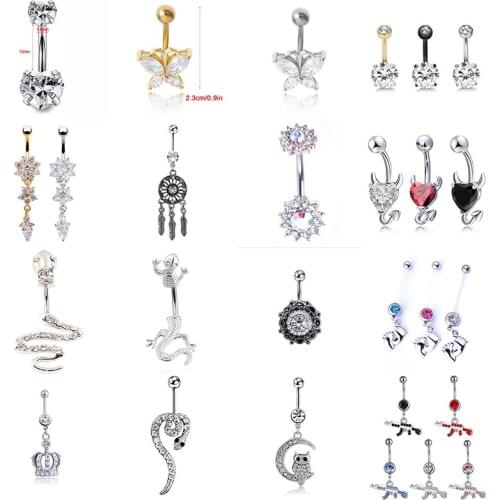 14G 316L Surgical Steel Bar Nickel-free Retail Snake Belly Button Ring Fashion Lizard Lady Body Piercing Navel Belly Jewelry