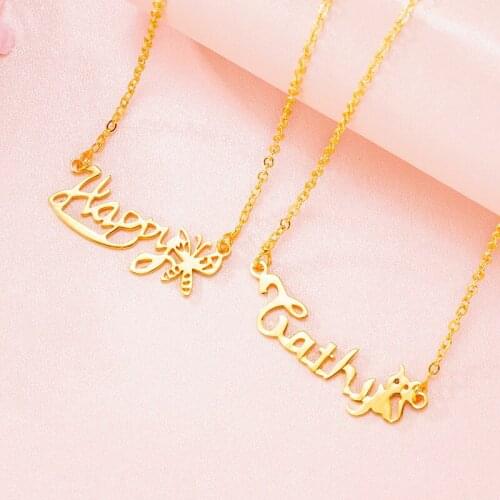 Angel Choker wing Charm letter Necklaces For women Princess Pendant Necklaces 24K gold Jewelry Ketting Collar collier