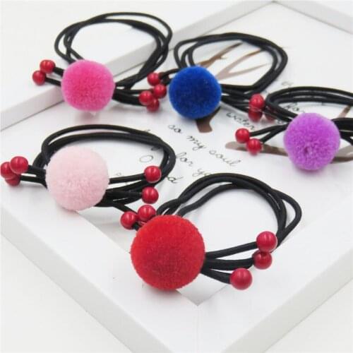 1PCS Lovely Hairball Elastic Hair Bands Toys For Girls Handmade Bow Headband Scrunchy Kids Hair Accessories For Womens 2018