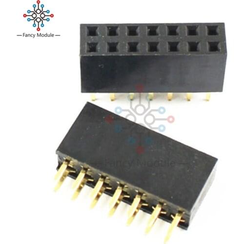 100PCS 2X7 Pin 14P 2.54mm Double Row Female Straight Header Pitch Socket Strip
