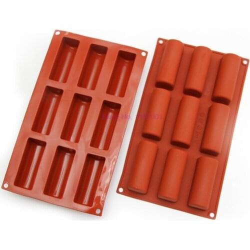 100PCS 9 Holes Silicone Cake Mold Geometric Cube Squared Chiffon Cake Molds Bakeware Molds Mini Cake Pan Kitchen Baking Tool