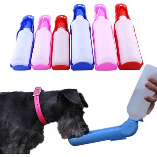 250/500ml Dog Water Bottle Feeder With Bowl Plastic Portable Water Bottle Pets Outdoor Travel Pet Drinking Water Feeder
