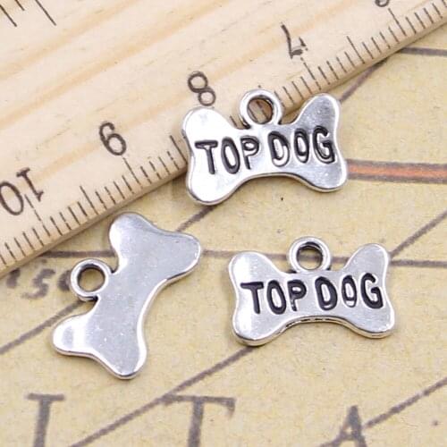 40pcs Charms Top Dog Bone Nameplate 10x16mm Tibetan Pendants Antique Jewelry Making DIY Handmade Craft For Necklace