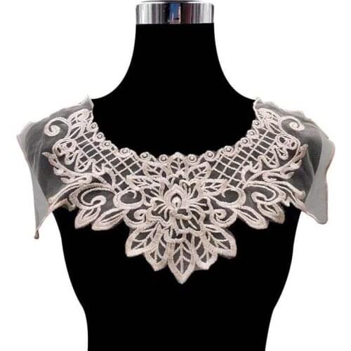 5Pcs White Black Collar Venise Floral Embroidered Applique Mesh Tulle Lace Neckline Garment Accessory Scrapbooking Free Shipping