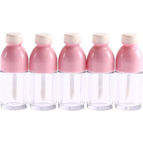 5 PCS Creative Beverage Bottle Shaped Empty Lip Gloss Tube Containers Clear Mini Refillable Lip Balm Bottles With Rubber Inserts