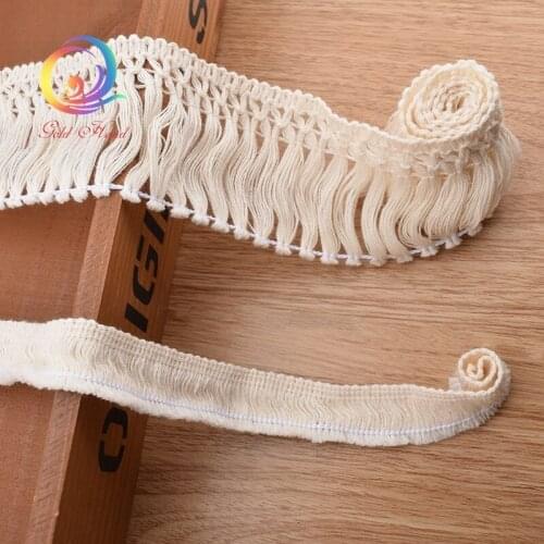 5 Yard/Piece,Knitted Cotton tassel Lace Ribbon Beige Color,DIY Handmade,Wedding Party/Craft &Gift Packing/Child Dress/Decoration