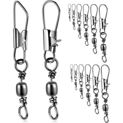 50Pcs Bearing Swivel Fishing Connector Mixed 24mm-66.5mm Barrel Rolling Solid Rings For Fishhook Lure Link Tackle Fishing Tools