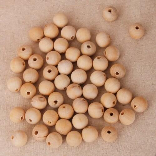 50x Natural Round Unpainted Wooden Wooden Beads Making Charms