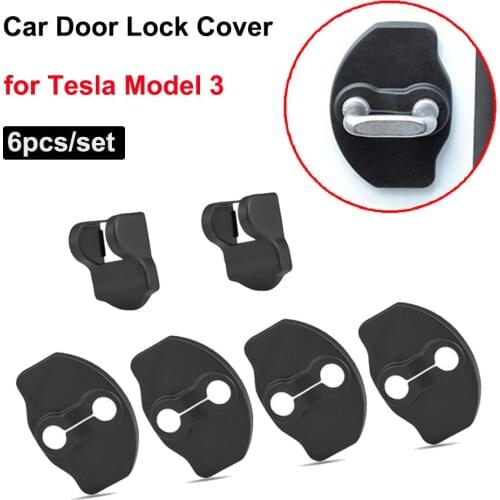 6pcs Car Door Lock Cover For Tesla Model 3 2017-2021 ABS Protection Cap Rustproof Door Stopper Covers Car Accessories Styling