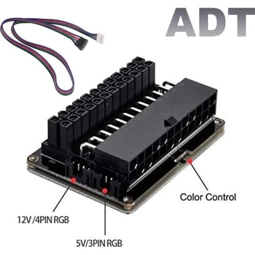 ATX 24Pin Male to Female 90 Degree Power Adapter Mainboard Motherboard with RGB Led for Desktops PC Supply
