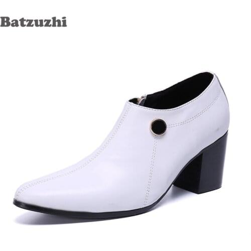 Batzuzhi Fashion Leather Ankle Boots Men Luxury Handmade Men Boots Pointed Toe Zip White Party & Wedding Botas Hombre! Big Size