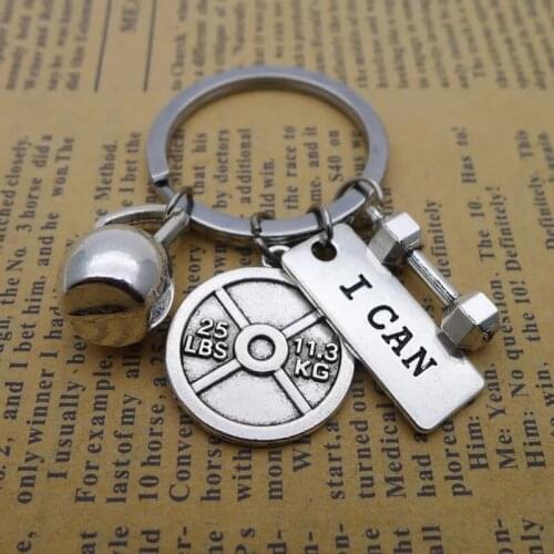 Hot Fashion Accessori WEIGHTLIFTING Key chain ,Dumbbell Charm, Kettlebell 25lbs Weight Plate ,Bodybuilding Fitness 4 Charm Keych
