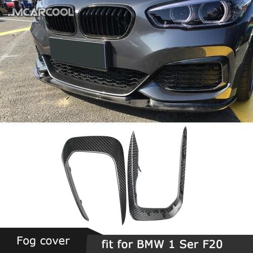 For BMW 1 Series F20 M Sport Hatchback 2016 - 2018 Front FogLight frame Fin Fangs Trim Strips Carbon fiber Canards Covers FRP