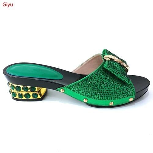 Doershow Italian green Shoes Without Matching Bag African Women Shoes Possible with Bag Set For Party Summer Sandal SKI1-8