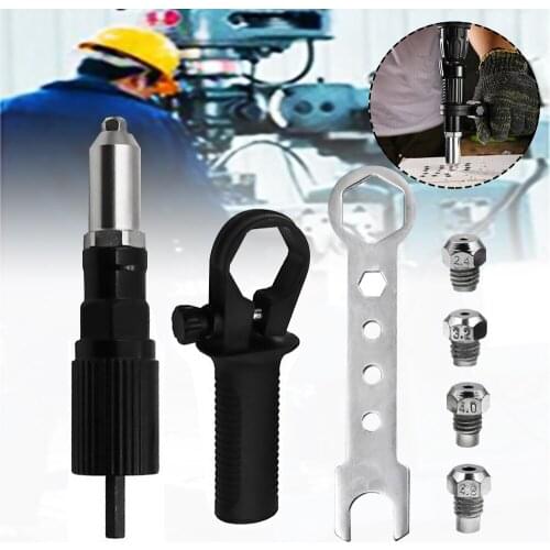 Electric Rivet Pop Nut Gun Cordless Drill Adapter Riveting Riveter Insert Kit 2