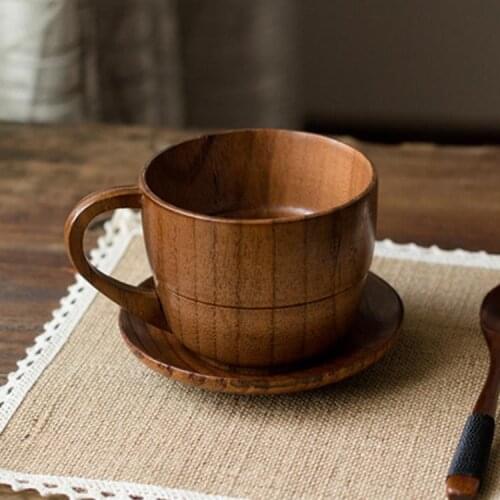 European creative coffee cup wooden mug water cup milk cup simple personality breakfast cup set