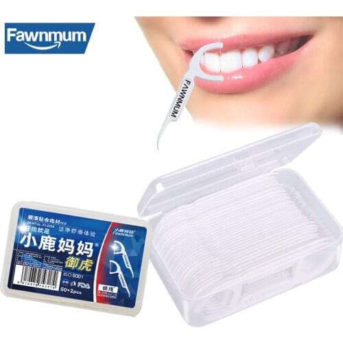 Fawnmum 50Pcs/Set Thread for Teeth Care Dental Floss Oral Hygiene for Teeth Cleaning Plastic Toothpicks Interdental Brush Picks