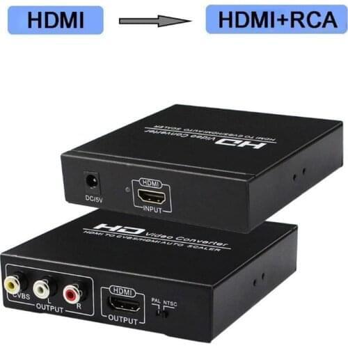 HDMI TO CVBS Video Converter 4K HDMI to HDMI Video Audio Converter with AV RCA CVBS and L/R output