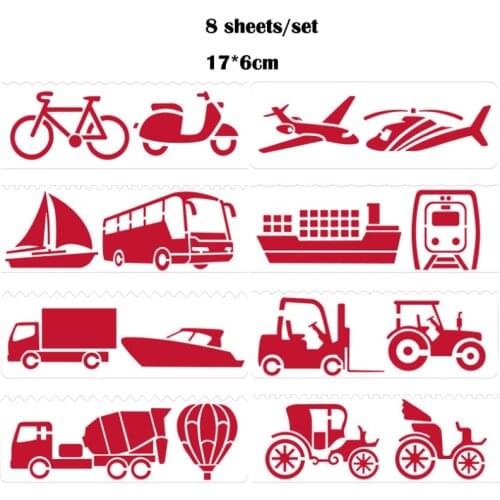 8pc Transportation Stencils DIY Stencils Painting Scrapbook Coloring Embossing Album Decorative Painting Template