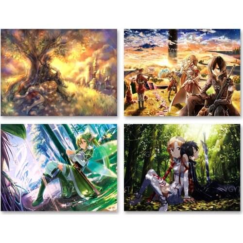 Sticker Picture Diamond Wall Painting Sword Realm Japan Anime 5D Full Round Drill Home Decor Embroidery Cross Stitch Beadwork