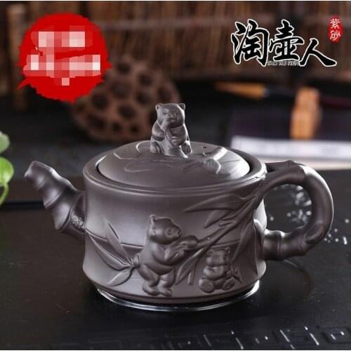 Handmade ceramic tea two cups a panda bamboo kung fu tea home accessories