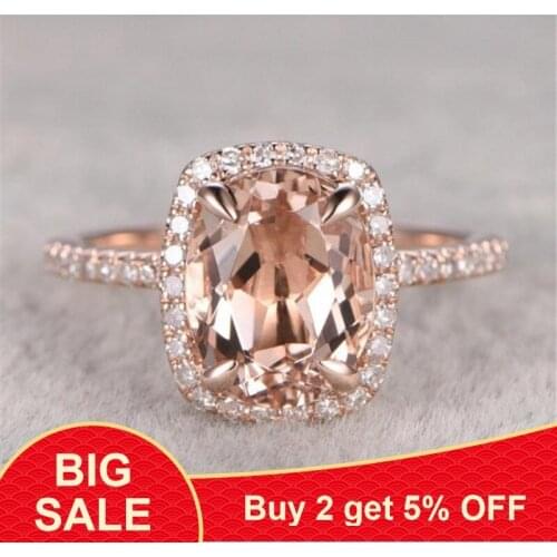 Luxury Female Finger ring Rose Gold Filled 925 Silver Cushion cut AAA Cubic Zirconia Party Wedding Band Rings for women Jewelry