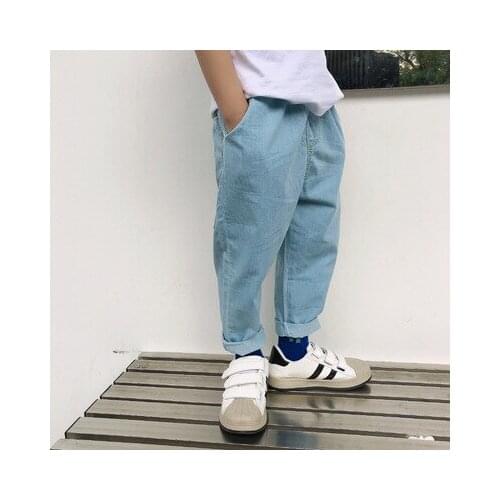 Summer Childrens Mosquito Pants Baby Boys Thin Breathable Denim Pants Childrens Cotton Air Conditioning Pants Baby Jeans 2-9Y
