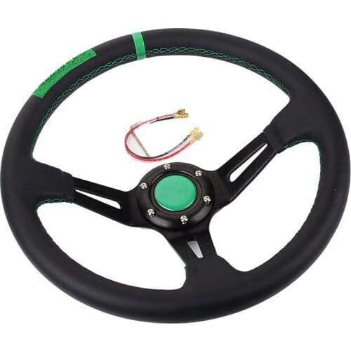 TAK Deep Dished Leather Steering Wheel 14inch 350mm Auto Racing Drifting Steering wheels w/Logo