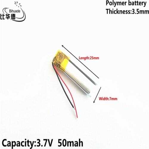 Liter energy battery 3.7V,50mAH,350725Polymer lithium ion / Li-ion battery for Bluetooth, 4 generation earphone battery